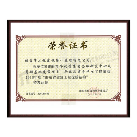 萬華化學(xué)集團(tuán)全球研發(fā)中心及總部基地建設(shè)項目--行政及商務(wù)中心-2018年度“山東省建筑工程優(yōu)質(zhì)結(jié)構(gòu)”